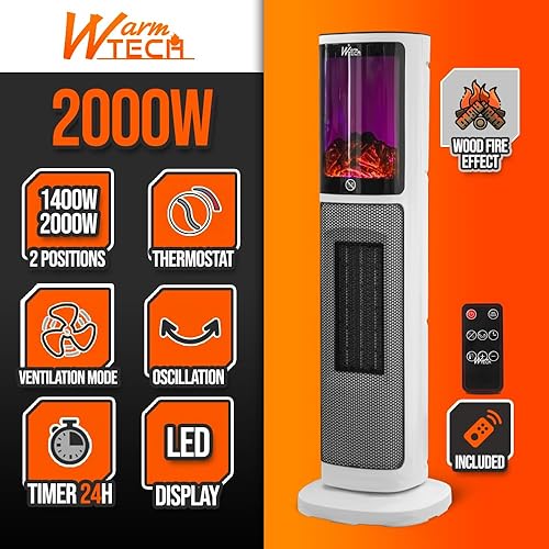 Radiateur soufflant céramique 2000W avec effet flamme - Warm Tech - Nail Gallerys