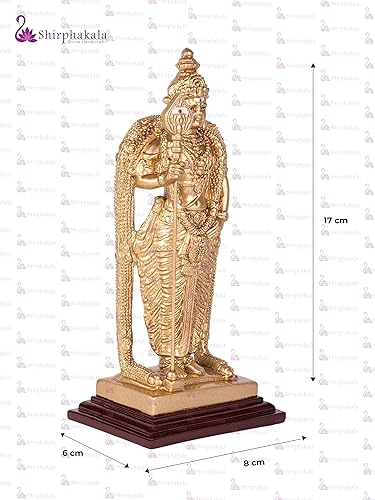 SHIRPHAKALA – Divine Handicrafts | Pathumalai Malaisien Murugan Idole Résine | 6 Pouces | Finition Or | Longueur 8 cm, Largeur 6 cm, Hauteur 17 cm - Nail Gallerys