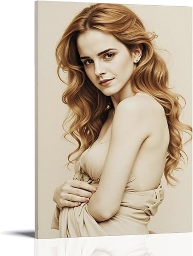 ZAJSGPUR Poster de dessin de l'actrice de film Emma Watson - Art mural décoratif sur toile - Décoration murale moderne pour chambre à coucher - 50 x 75 cm - Style cadre - Nail Gallerys