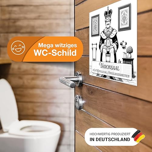 Panneau de WC amusant pour toilettes, salle de bain, toilettes d'invités I 15 x 15 cm I Autocollant I Plaque de toilette comme cadeau amusant pour les hommes I Plaque de porte, salle de bain, - Nail Gallerys