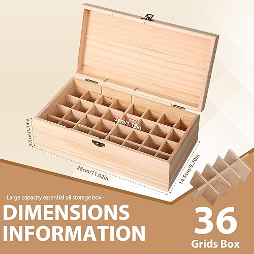 WEGREAT Boîte de Rangement en Bois pour Huiles Essentielles - 32 Fentes pour Parfums et Petits Objets - Nail Gallerys