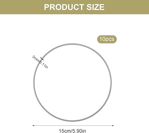 Cercle Attrape Reve, 10 Pièces Cercle Metal de 15cm Anneau Attrape Reve Cercle Decoration, Attrapes Rêves Anneaux en Métal Le Cercle de Fer pour Capteurs de Rêves Mariage - Nail Gallerys