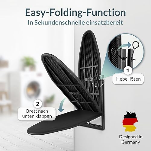 CÄMERLING Planche à repasser pliable avec montage mural, planche à repasser, petite planche à repasser, pliable, peu encombrante, repassage rapide et facile - Nail Gallerys