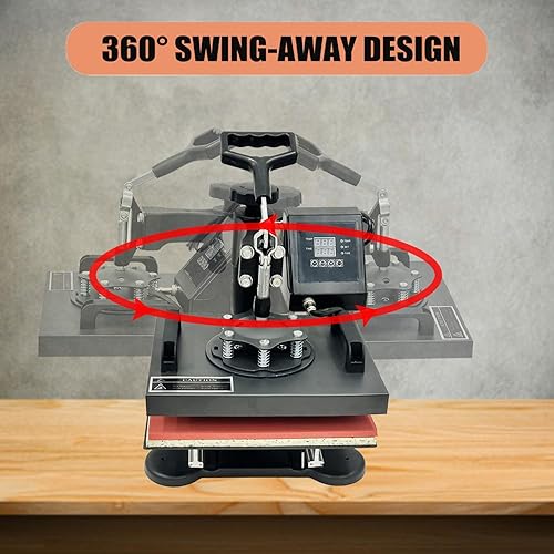otmechl Presse de transfert à chaleur 30 x 25 cm Presse textile 5 en 1 T-shirt Heat Press Pivotant à 360 ° DIY Multifonction Machine à sublimation Presse à chaud avec double affichage numérique - Nail Gallerys