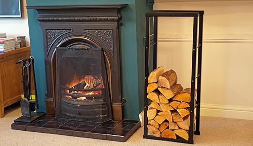 Speedwellstar Magasin de bûches en métal pour poêle à bois, cheminée, support à bûches 100 x 40 cm, support de rangement haut, noir, intérieur et extérieur (H 100 x L 40 cm) - Nail Gallerys