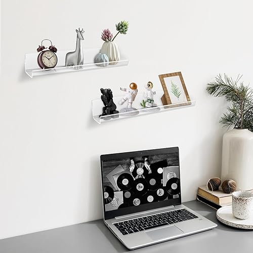 Lot de 6 Support Vinyle Mural Adhesif et Perforée,Etagere Transparente Pop Vinyle 30 cm,Étagère Vinyle Murale Sans Percage pour Espositore Photo/Disque Vinyle/Livre de Chambre Salon Salle à Manger - Nail Gallerys