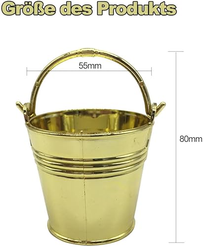 LATRAT Mini seau doré à bonbons - Seau à collation - Plateau de service - Seau à frites - Seau de Pâques - Décoration de table avec poignée de transport - Nail Gallerys