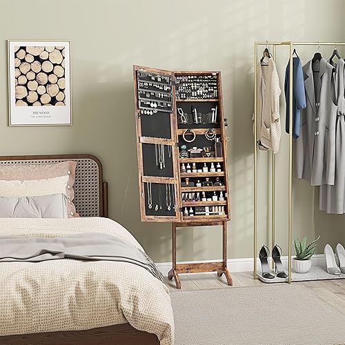 HOMCOM Armoire à bijoux LED avec miroir sur pied range bijoux avec éclairage à écran tactile blanc - Nail Gallerys