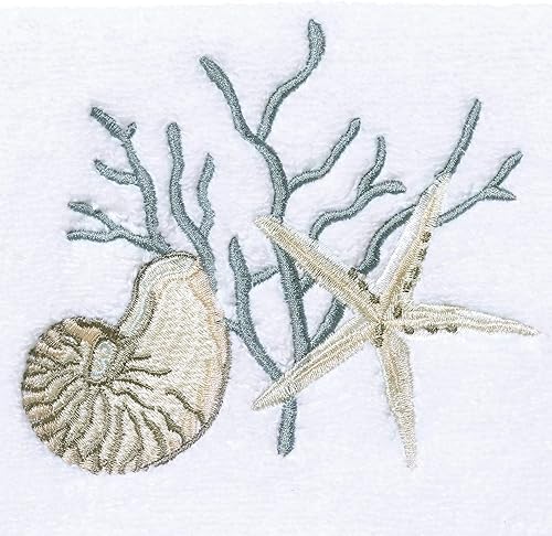 Avanti Linens Coastal Terrazzo Collection Serviette de Toilette en Coton Blanc - Nail Gallerys