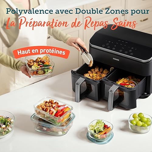COSORI Air Fryer 2 Compartiments 8.5L,Dual Friteuse Sans huile,55 Pourcent d'Énergie en moins,Avec fênetre visible,230 Degré Celsisus Maximale,Sync Finish et Cook,85 Pourcent Moins de Graisse - Nail Gallerys