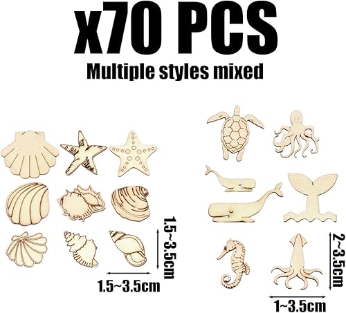 SLAXJNE 70 Pièces De Copeaux De Bois De Vie De Mer, Mini Décoration De Vie De Mer, Artisanat en Bois, Accessoires De Bijoux en Bois, Décoration De Table, Copeaux De Bois - Nail Gallerys