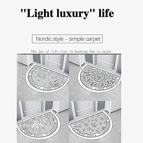 Eseriallen Paillasson demi-rond lavable en demi-cercle Mandala Boho Antidérapant Bleu Vert Luxe F (16) 80 cm x 130 cm - Nail Gallerys