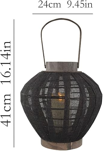 zxb-shop Chandelier Linge tissé en Bambou Rétro Lanterne Portable Portable Lampe Coupe-Vent Accueil Décoration Bougeoir Ornements pour Envoyer des Bougies électroniques Bougeoir (Color : Black) - Nail Gallerys