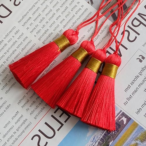 Fayemint 20 Pièces Decoratif Glands Rouge, Loisirs Creatifs Tassels Glands, Signet Glands Rouge, pour Signets, Souvenirs, Cartes de Demande, Travaux Manuels (Rouge) - Nail Gallerys