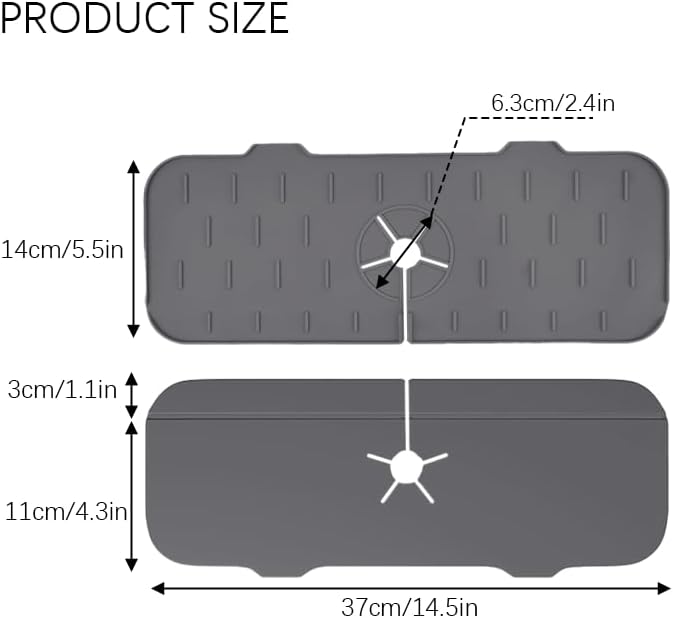 AWAVM Tapis de robinet en silicone, tapis d'évier, protection anti-éclaboussures pour évier de cuisine et salle de bain, gris - Nail Gallerys