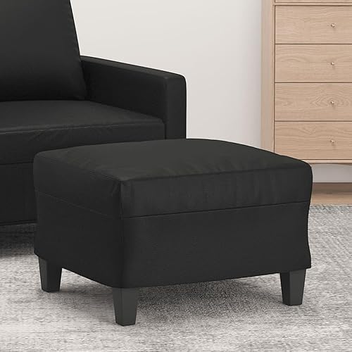 vidaXL Repose-Pied Pouf de Chambre à Coucher Tabouret de Canapé Meuble de Salle de Séjour Maison Intérieur Noir 60x50x41 cm Similicuir - Nail Gallerys