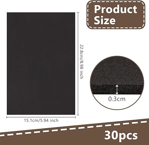 OLYCRAFT 30pcs 2mm Mousse de Broderie Noire de 23x30.3cm Feuilles de Mousse EVA pour Broderie Artisanale Feuille de Mousse Rectangulaire Mousse pour Machine à Broder à la Main Projets de Bricolage - Nail Gallerys