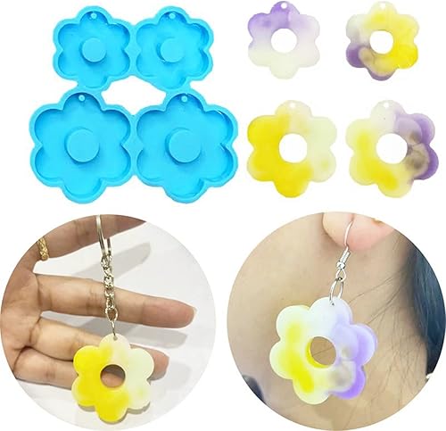 Ralondbey Moule en silicone pour résine époxy, fleur, boucles d'oreilles, porte-clés pour décoration de voiture, décoration d'intérieur, moule en silicone pour la fabrication de bijoux - Nail Gallerys