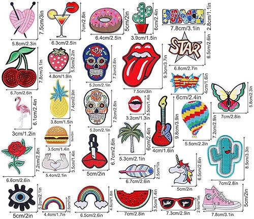 Patch Thermocollant, 32 pièces coudre sur des autocollants patchs vêtements de bricolage patchs broderie Applique pour Vêtements Jeans Chapeau T-shirt de Enfants Femme - Nail Gallerys