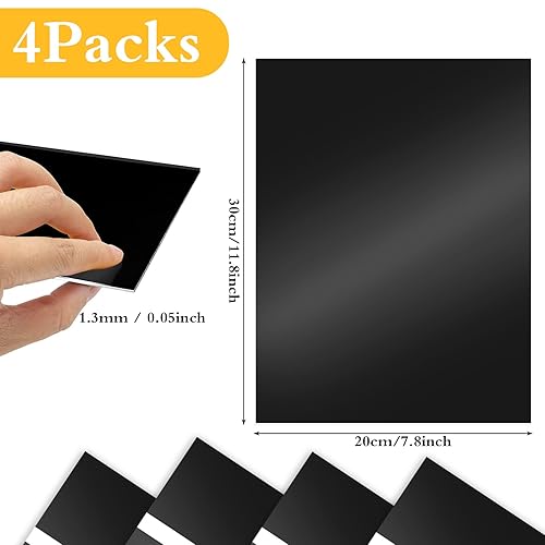 Yuragim Lot de 4 plaques en plastique ABS - Pour gravure laser - 30 x 20 cm - 1,3 mm - Plaque de gravure laser - Plaque de gravure laser - Plaque de gravure pour plaque nominative, porte d'entrée - Nail Gallerys