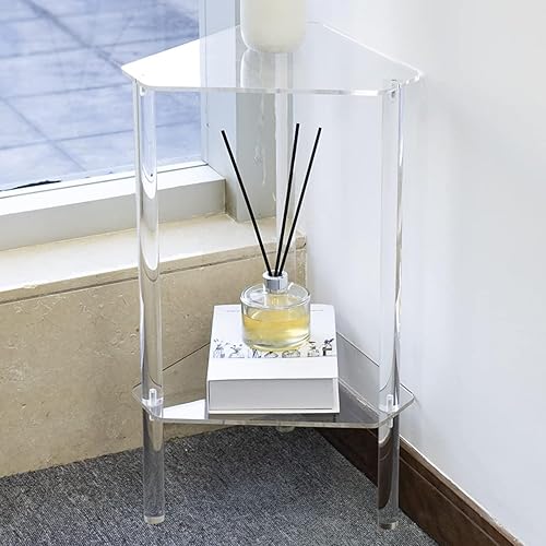 Table de chevet moderne en acrylique - Table de chevet transparente - Table d'appoint transparente - Table d'appoint en acrylique à 2 niveaux - Table d'angle, table de chevet et table d'appoint pour - Nail Gallerys