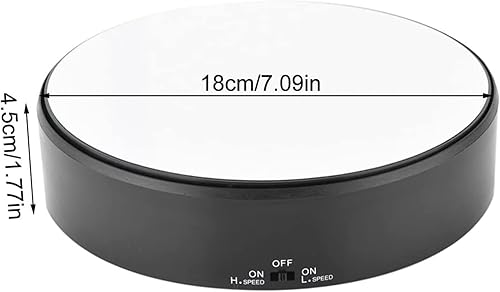 Plateau Tournant Electrique, Présentoir Rotatif à 360° du Miroir Diamètre 18cm Vitesse de Rotation Réglable pour Présentation de Bijoux Montres Produits Numériques - Nail Gallerys