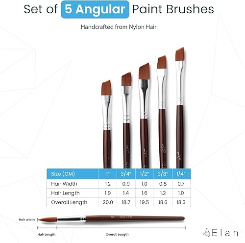 Elan Set de Pinceaux Langue de Chat, 8 PCS Pinceau Plat Peinture Manche Court, Lot Pinceaux Langue de Chat Synthétique pour Peinture Acrylique - Nail Gallerys