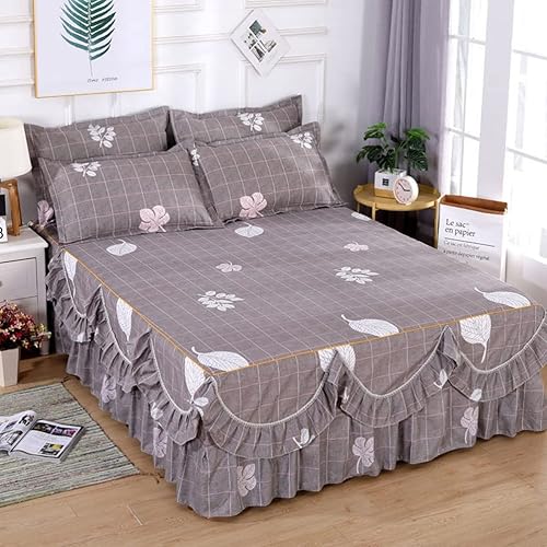 TRQQWEQQ Bed Skirt Cover Bed Wrap Bedspread FittedSheet Ruffle 3pcs Double/Single/King Super/Size Super Size 35cm Drop Dust Mattress Protection - Nail Gallerys