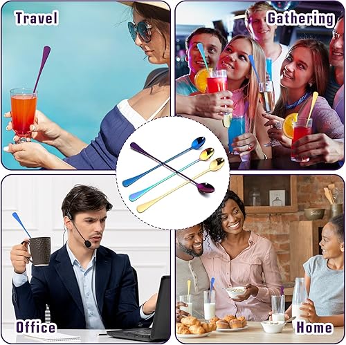 Dimeho Lot de 4 cuillères à thé glacé à long manche de 24,1 cm en acier inoxydable pour mélanger le thé, le café, le milkshake, les boissons froides glacées - Nail Gallerys