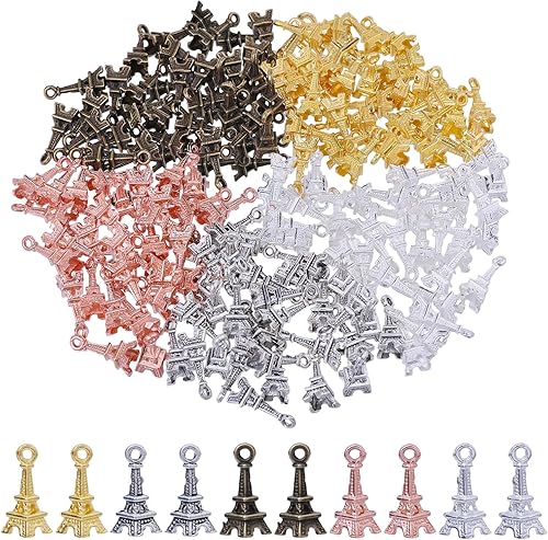 CHGCRAFT 150 pendentif Tour Eiffel 5 couleurs Breloques Tour Eiffel à Suspendre Ornement Vintage pour Bracelet Collier Boucle D'Oreille Fabrication de Bijoux Artisanaux Couleurs Mélangées - Nail Gallerys