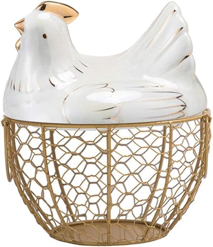 Panier à œufs en céramique en forme de poulet - Panier à œufs décoratif pour la cuisine - Panier de rangement pour la décoration de la cuisine - blanc - Nail Gallerys