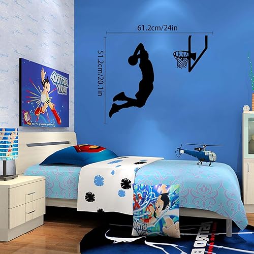 Stickers, Autocollants Muraux en vinyle, Autocollant de Dunking de Joueur de Basket-Ball, Décor de Salle de Jeux pour La Chambre Des Garçons, 61,2 x 51,2 cm / 24 x 20,1 pouces (style 1) - Nail Gallerys