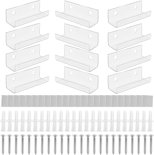 Haptufer 12 supports de plaque acrylique transparent de 10 pouces - Présentoir CD - Affichage d'album mural - Support mural pour disque vinyle - Dimensions : 10 x 3,5 x 3 cm - Nail Gallerys