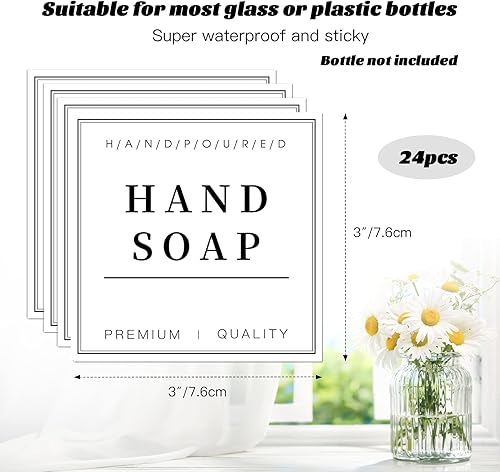 XIXKOLYU® Lot de 24 Étiquettes Blanches Imperméables pour Bouteilles, Distributeurs de Shampooing et d'Après-Shampoing, Autocollantes pour Savon à Main de Salle de Bain - Nail Gallerys