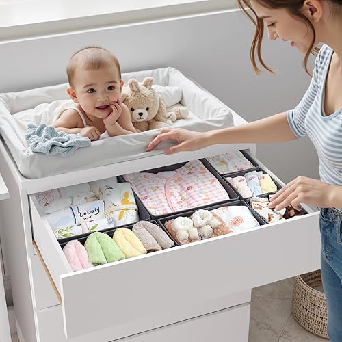 ORLISA Malm Lot de 7 organisateurs, pour commode Malm, organiseurs de tiroirs, pour vêtements, pliables et lavables et combinables de manière flexible, pour armoire ou commode à langer, gris - Nail Gallerys