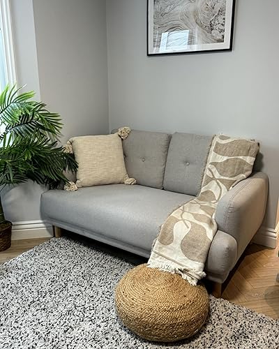 Pouf Rond Style Boho Tressage en Jute ⌀ 50 cm Beige Naturel Tifelt - Nail Gallerys