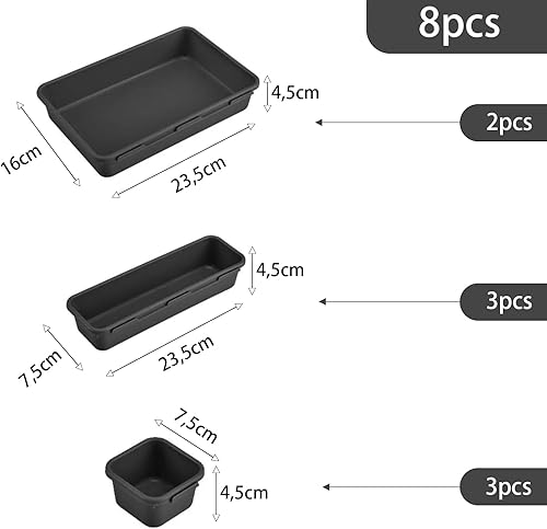 QZKJQDD Organisateur de tiroir, organisateur de salle de bain, de bureau, de maquillage, organisateur pour articles cosmétiques, bureaux, salles de bains et cuisines (noir) - Nail Gallerys