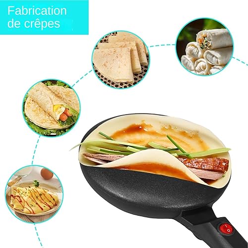 Poele Electrique, Poêle À Crêpes Électrique, Chauffante Ronde Électrique Pour Crêpes, Machine À Crêpes Portative, Plat De Cuisson À Contrôle Thermostatique Pour Le Petit-déjeuner - Nail Gallerys