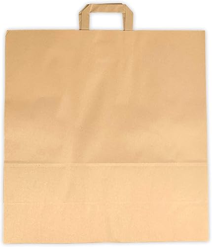 50 Grands Sacs Papier kraft marron écru avec poignée 36 litres largeur 45 cm, hauteur 47 cm, soufflet 17- sac cabas à anse plate solide, résistant papier 100g non imprimé ref UGSE33PP1F (50) - Nail Gallerys