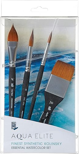 PRINCETON Aqua Elite - Set Professionnel 4 pinceaux synthétiques pour l'aquarelle - Nail Gallerys