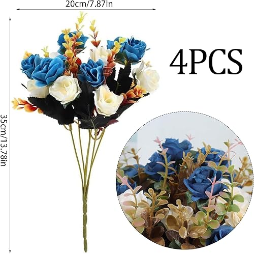 4 Pièces Fleurs Artificielles Cimetiere Roses Artificielles Fleur Artificielle Cimetiere Orange Fleurs de Roses Artificielles en Soie Fleurs Artificielles Deco Réaliste pour Fête Jardin en Famille - Nail Gallerys