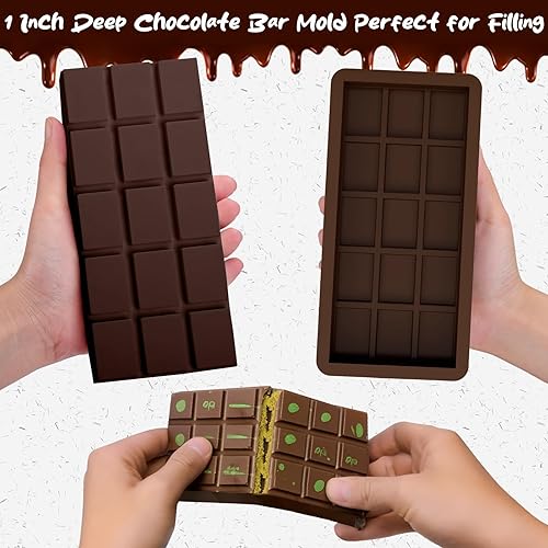 2 pièces Dubaï Moules à Chocolat en Silicone,3 cm de profondeur Moule Tablette de Chocolat de Anti adhésif,1 grattoir,Moules en silicone pour DIY Gelées,Chocolats pour adultes et enfants Moule - Nail Gallerys