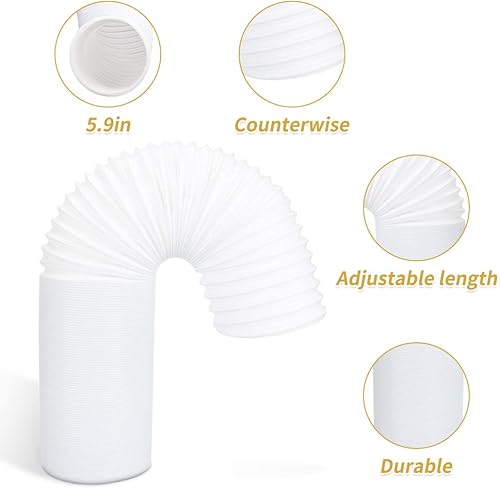 CestMall Plastique Pp Tuyau d'échappement Universel pour climatiseur Portable, pour Ventilation Flexible de 5,9 Pouces de diamètre avec Filetage Anti-horaire, Extensible - Nail Gallerys