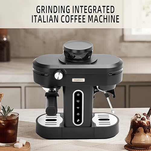 Mcilpoog AC510 15Bar Semi Automatic Espresso Machine With Grinder & Steam Wand,3-in-1 Compact Espresso Coffee Maker With 28 oz Removable Water Tank for Cappuccino or Latte,Gift for Dad(Black) - Nail Gallerys