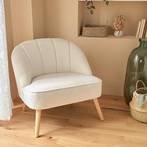 Atmosphera - Fauteuil naova Bouclette Blanc - Nail Gallerys