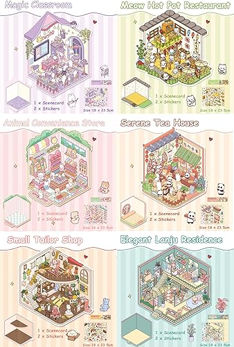 Wnqou Lot de 20 Autocollants de Maison 3D à Faire soi-même, Livre de Collection 3D, scène 3D, cabane Miniature simulée Jeu de scène, Autocollants de Dessin animé Mignons pour Adultes et Enfants - Nail Gallerys