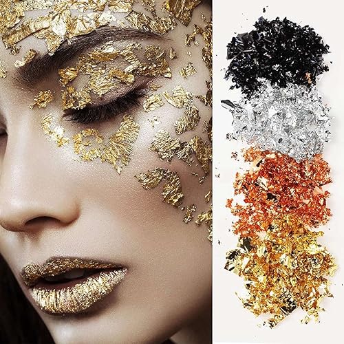 Exogio 400Pcs Feuille d'Or pour Décor d'Ongles et DIY, Papier d'Or pour Résine Époxy, Gâteaux, Maquillage, Peintures et Sculptures, Artisanat et Décor, Feuille Papiers pour Manucure et DIY Créatifs - Nail Gallerys