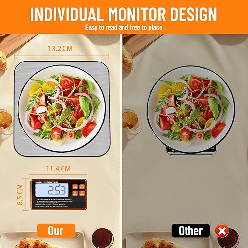 Balance de Cuisine Numérique, Balance de Cuisine Divisée En Acier Inoxydable, Haute Précision 1g-15kg, 7 Unités de Mesure, Avec Écran Lcd Séparé, Fonction de Comptage Et Fonction Tare - Nail Gallerys