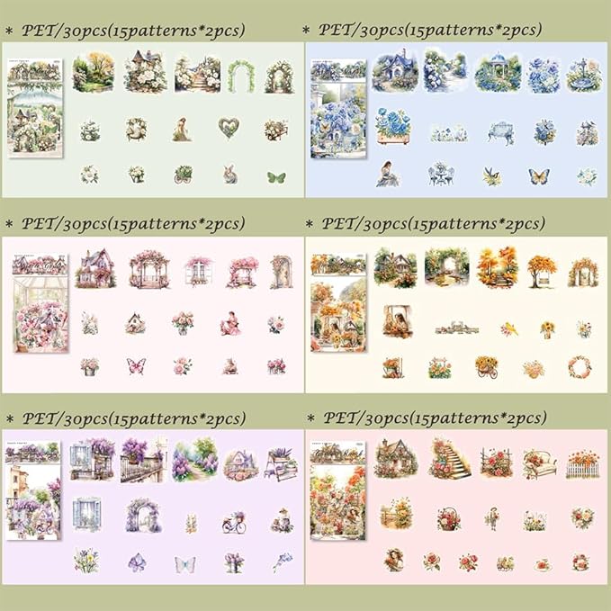 Lot de 180 autocollants décoratifs sur le thème de la cour - Autocollants DIY pour journal intime - Création de cartes, calendrier, album, calendrier, art DIY - Nail Gallerys