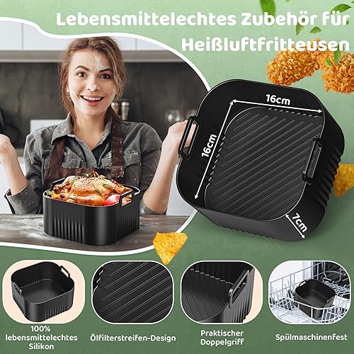 Accessoires Air Fryer pour Philips Série 5000 L 4.1L(HD9255, HD9252, HD9200), BPA-free Airfryer Accessoires pour Philips Essential 4,1L, Réutilisable Moule Silicone Airfryer avec éponge, 5PCS - Nail Gallerys